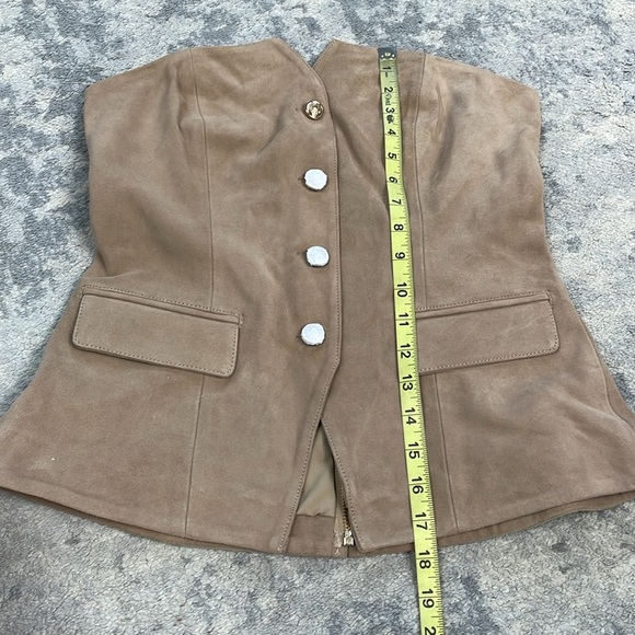 NWT Cami NYC Zamora Suede Leather Corset Vest Incense Tan Sz 8 - Picture 12 of 16